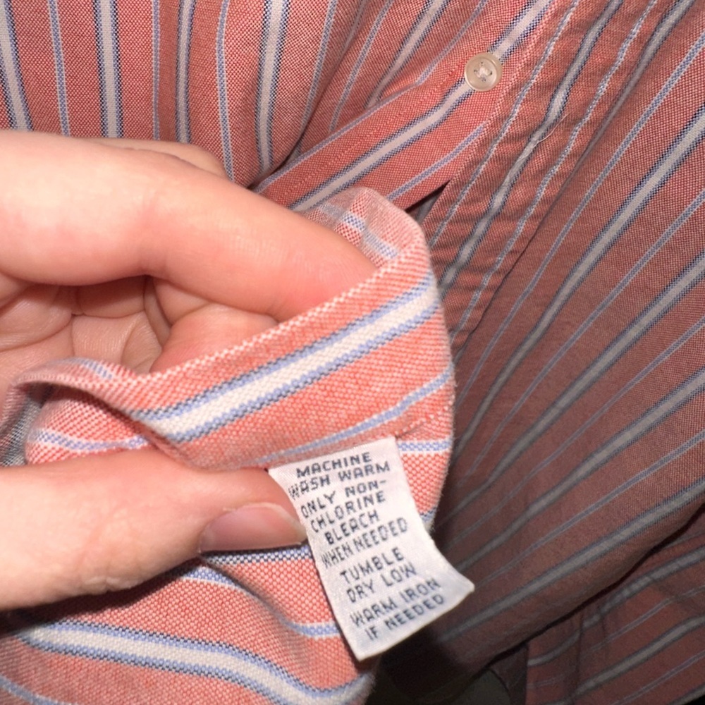 Ralph Lauren peach striped 100% cotton button up Men’s XL - Picture 6 of 8